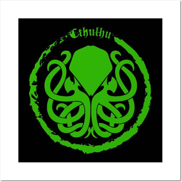 Cthulhu Logo Green Wall Art by Milena93